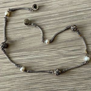 John hardy 16” silver and 18k yellow gold pearl station necklace